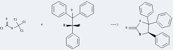 Benzeneethanol, b-amino-a,a-diphenyl-, (bR)- can be used to produce (4R)-4,5,5-triphenyl-2-oxazolidinone with chlorocarbonic acid trichloromethyl ester.